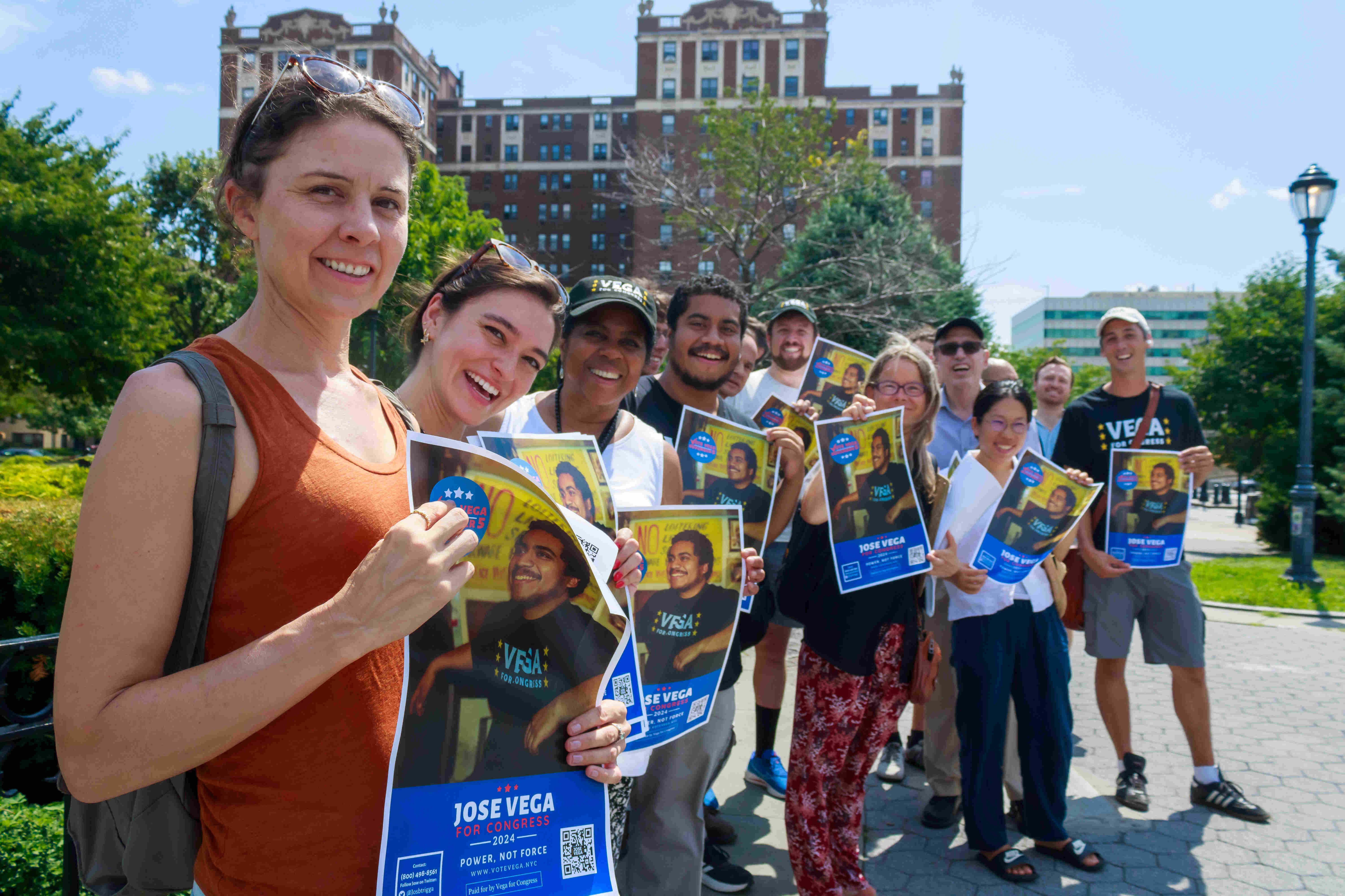 Jose Vega campaign volunteers together outdoors